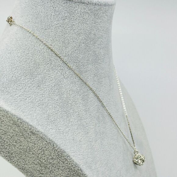 Avon Necklace Rhinestone Cube Prong Set Silver Tone 20" Minimalist Jewelry - Picture 5 of 9